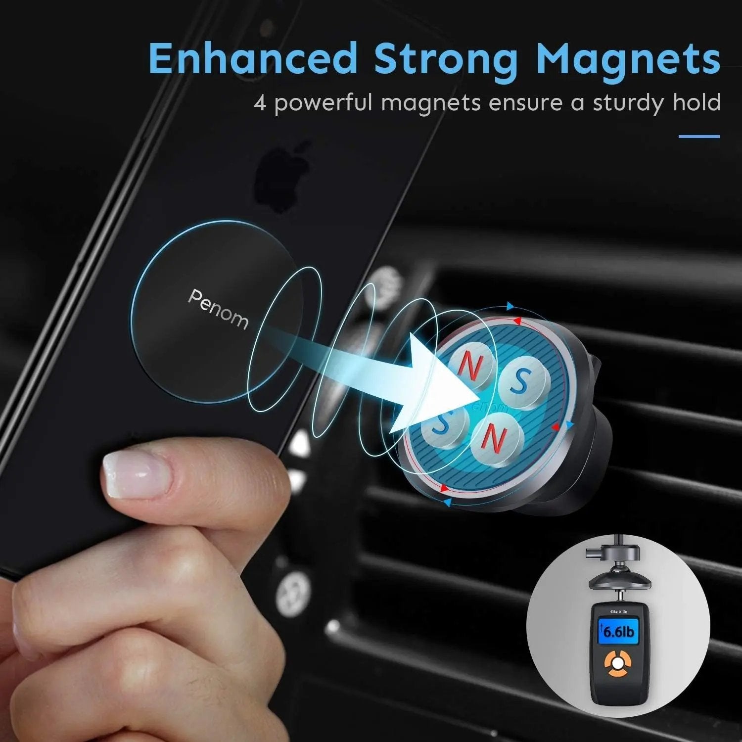 Magnetic Car Phone Mount, Cell Phone Holder for Car, Universal Magnetic Phone Car Mount for Most Smart Phone